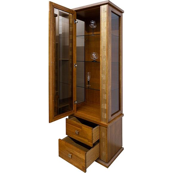 Шкаф с витриной «Тунис» П6.343.0.19-01 (П343.19Ш), Материал: массив дуба, Цвет: дуб рустикаль с золочением (34319-2.jpg) Шкаф с витриной «Тунис» П6.343.0.19-01 (П343.19Ш), Материал: массив дуба, Цвет: дуб рустикаль с золочением