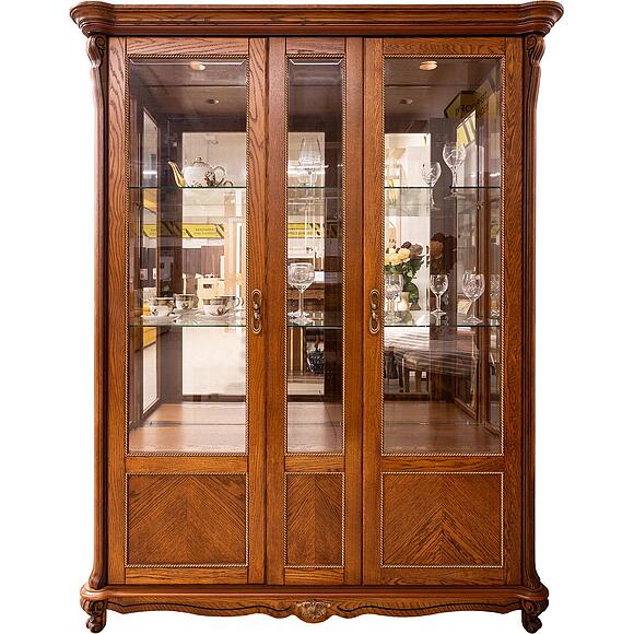 Шкаф-витрина 3д «Алези» П1.350.0.05 (П350.05), Материал: массив дуба, Цвет: Античная бронза (35005-1.jpg) Шкаф-витрина 3д «Алези» П1.350.0.05 (П350.05), Материал: массив дуба, Цвет: Античная бронза