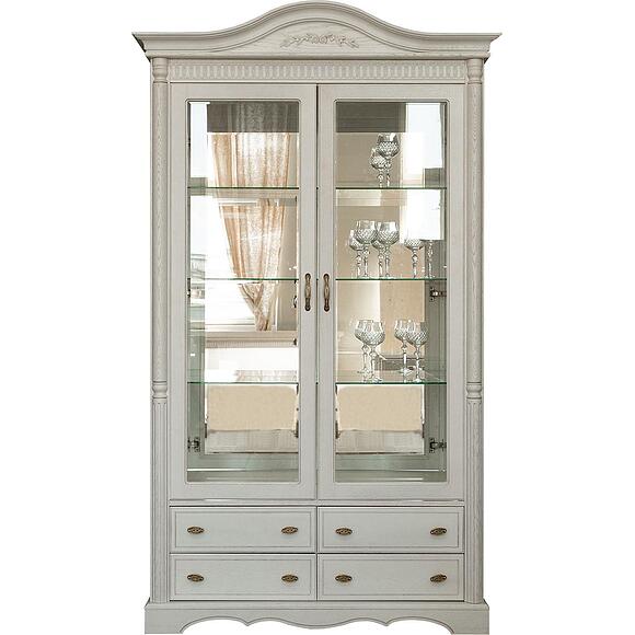 Шкаф с витриной 2д «Паола» БМ2.671.0.06(2114), Материал: массив дуба, Цвет: Розовый пепел