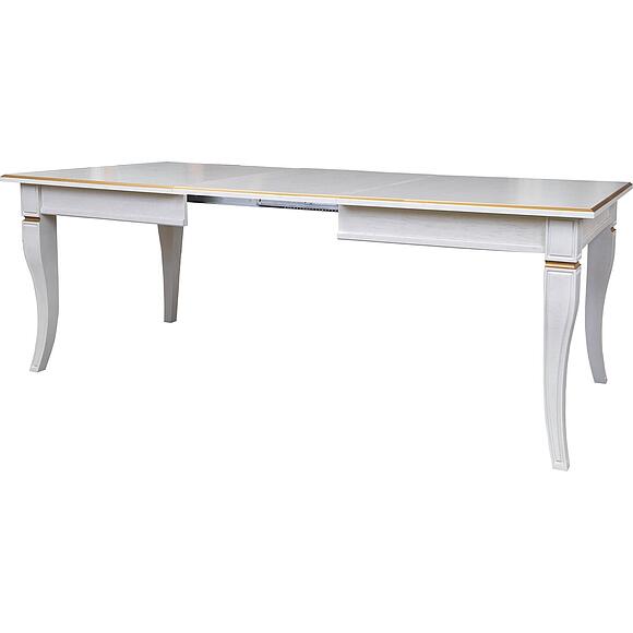 Стол обеденный «Кинг» П4.193.4.07 (П613.07), Материал: МДФ+шпон, Цвет: Слоновая кость с золочением