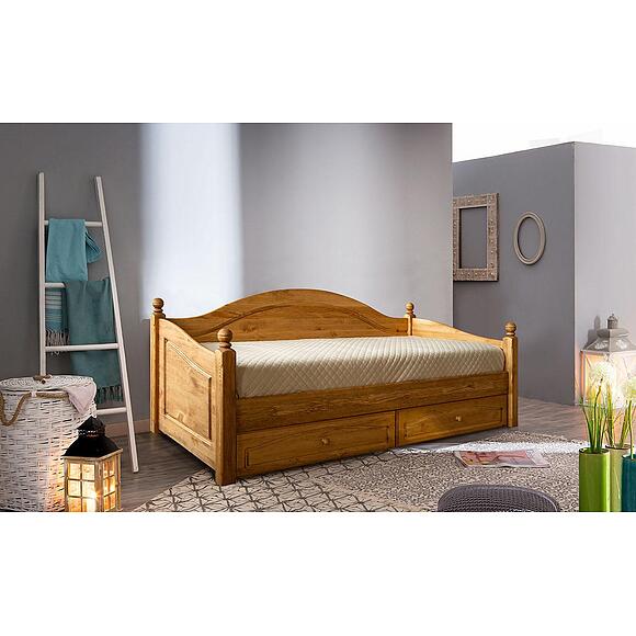 Кровать 1-09 «Лотос» БМ2.701.1.40(2186), Материал: массив сосны, Цвет: Искусственное старение, Спальное место: 2000х900 мм, Размер: 2103х1010х894