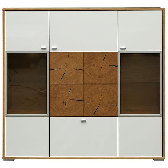 Шкаф с витриной «Гелиос» П550.02, Материал: ЛДСП+МДФ, Цвет: Дуб Вотан + белый