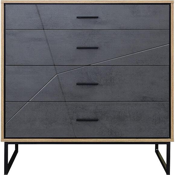 Комод «Лайн» П6.619.1.11 (П620.11), Цвет: Камень серый/Дуб вотан/Чёрный