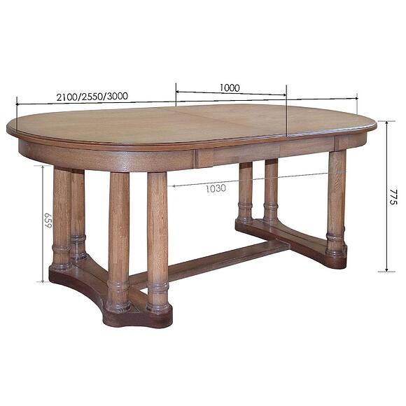 Стол обеденный «Атлант» П4.191.4.01 (П191.01), Материал: МДФ+шпон, Цвет: Дуб рустикаль с патинированием