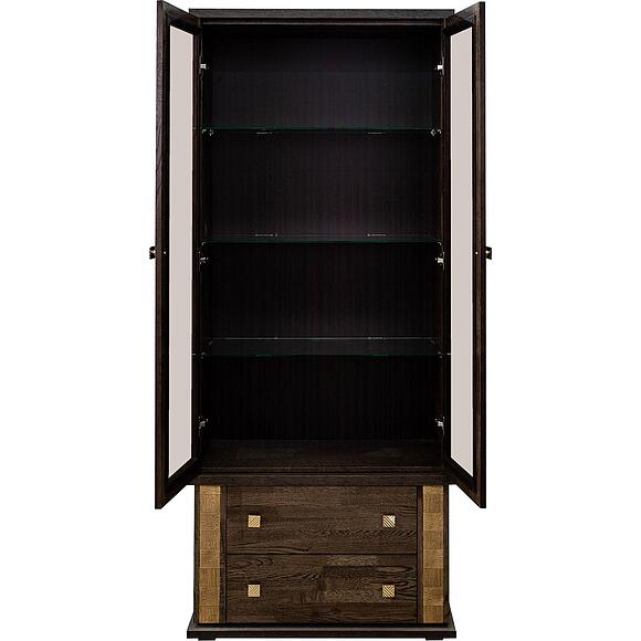 Шкаф с витриной «Тунис» П6.343.0.22 (П343.22Ш), Материал: ДСП+шпон, Цвет: Венге c золочением