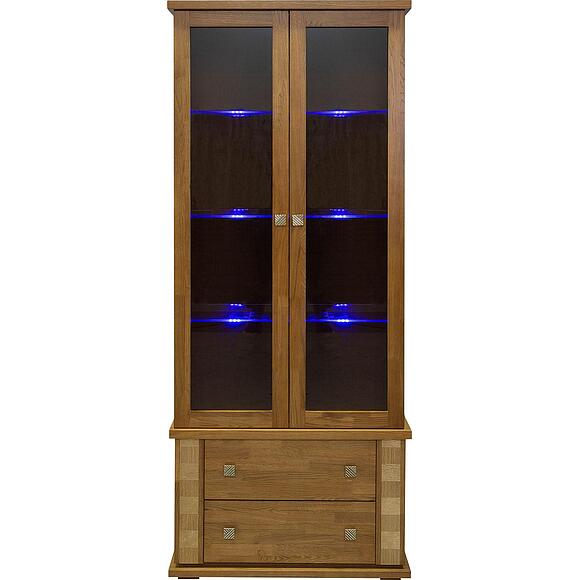 Шкаф с витриной «Тунис» П6.343.0.22 (П343.22Ш), Материал: ДСП+шпон, Цвет: Медовый с золочением (4J4A1230.jpg) Шкаф с витриной «Тунис» П6.343.0.22 (П343.22Ш), Материал: ДСП+шпон, Цвет: Медовый с золочением