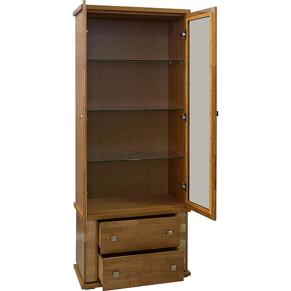 Шкаф с витриной «Тунис» П6.343.0.22 (П343.22Ш), Материал: ДСП+шпон, Цвет: Медовый с золочением