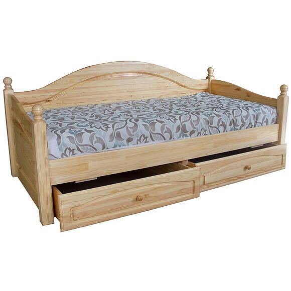 Кровать 1-09 «Лотос» БМ2.701.1.40(2186), Материал: массив сосны, Цвет: Сосна натуральная, Спальное место: 2000х900 мм, Размер: 2103х1010х894