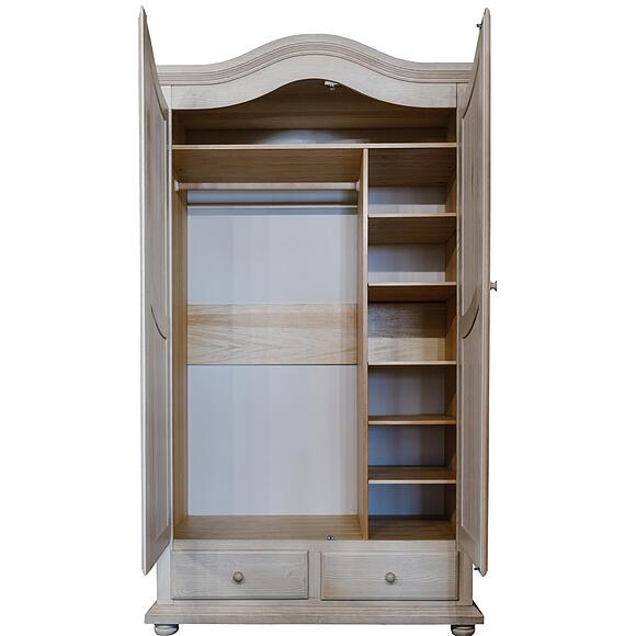 Шкаф для одежды 2д «Лотос» БМ2.701.1.43(2190), Материал: массив сосны, Цвет: Брашированный крем