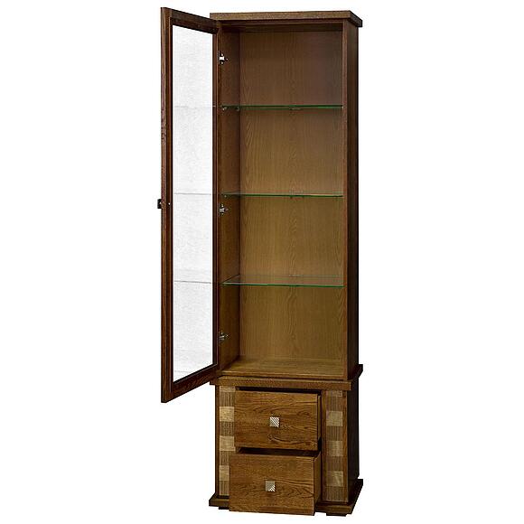 Шкаф с витриной «Тунис» П6.343.0.21-01 (П343.21Ш), Материал: ДСП+шпон, Цвет: Черешня с золочением