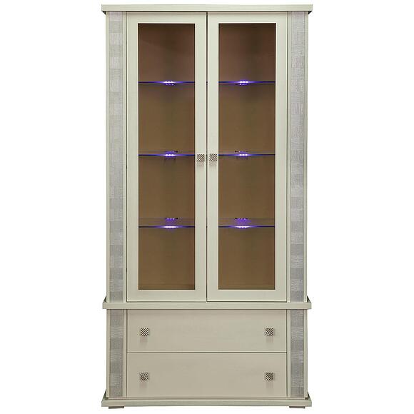 Шкаф с витриной «Тунис» П6.343.0.20 (П343.20Ш), Материал: массив дуба, Цвет: Слоновая кость с серебром (Shkaf_Tunis_P343-20SH_slonkost_serebro_.jpg) Шкаф с витриной «Тунис» П6.343.0.20 (П343.20Ш), Материал: массив дуба, Цвет: Слоновая кость с серебром