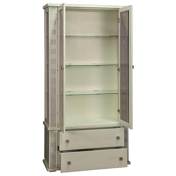 Шкаф с витриной «Тунис» П6.343.0.20 (П343.20Ш), Материал: массив дуба, Цвет: Слоновая кость с серебром (Shkaf_Tunis_P343-20SH_slonkost_serebro__.jpg) Шкаф с витриной «Тунис» П6.343.0.20 (П343.20Ш), Материал: массив дуба, Цвет: Слоновая кость с серебром