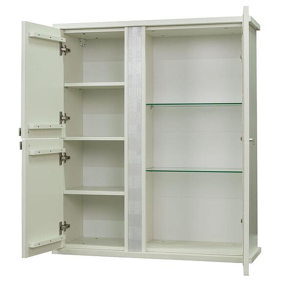 Шкаф комбинированный навесной «Тунис» П6.343.0.28 (П343.28Ш), Материал: ДСП+шпон, Цвет: Слоновая кость с серебром (Tumba_Tunis_P343-28_slonkost2.jpg) Шкаф комбинированный навесной «Тунис» П6.343.0.28 (П343.28Ш), Материал: ДСП+шпон, Цвет: Слоновая кость с серебром