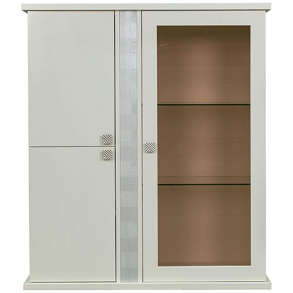 Шкаф комбинированный навесной «Тунис» П6.343.0.28 (П343.28Ш), Материал: ДСП+шпон, Цвет: Слоновая кость с серебром (Tumba_Tunis_P343-28_slonkost3.jpg) Шкаф комбинированный навесной «Тунис» П6.343.0.28 (П343.28Ш), Материал: ДСП+шпон, Цвет: Слоновая кость с серебром