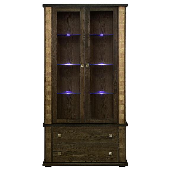 Шкаф с витриной «Тунис» П6.343.0.20 (П343.20Ш), Материал: массив дуба, Цвет: Венге c золочением (Shkaf_Tunis_P343-20SH_venge_zoloto.jpg) Шкаф с витриной «Тунис» П6.343.0.20 (П343.20Ш), Материал: массив дуба, Цвет: Венге c золочением