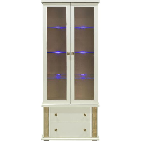 Шкаф с витриной «Тунис» П6.343.0.22 (П343.22Ш), Материал: ДСП+шпон, Цвет: Слоновая кость с золочением (Shkaf_Tunis_P343_Slonovaya-kost-s-zolocheniem2.jpg) Шкаф с витриной «Тунис» П6.343.0.22 (П343.22Ш), Материал: ДСП+шпон, Цвет: Слоновая кость с золочением