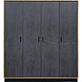 Шкаф для одежды «Лайн», Материал: ЛДСП, Цвет: Камень серый/Дуб вотан/Чёрный, Размер: 1852x585х2300 мм