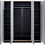 Шкаф для одежды «Лайн», Материал: ЛДСП, Цвет: Камень серый/Дуб вотан/Чёрный, Размер: 1852x585х2300 мм