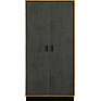 Шкаф для одежды «Лайн» П6.619.1.28 (П620.28), Материал: ЛДСП, Цвет: Камень серый/Дуб вотан/Чёрный, Размер: 950х585х2300 мм